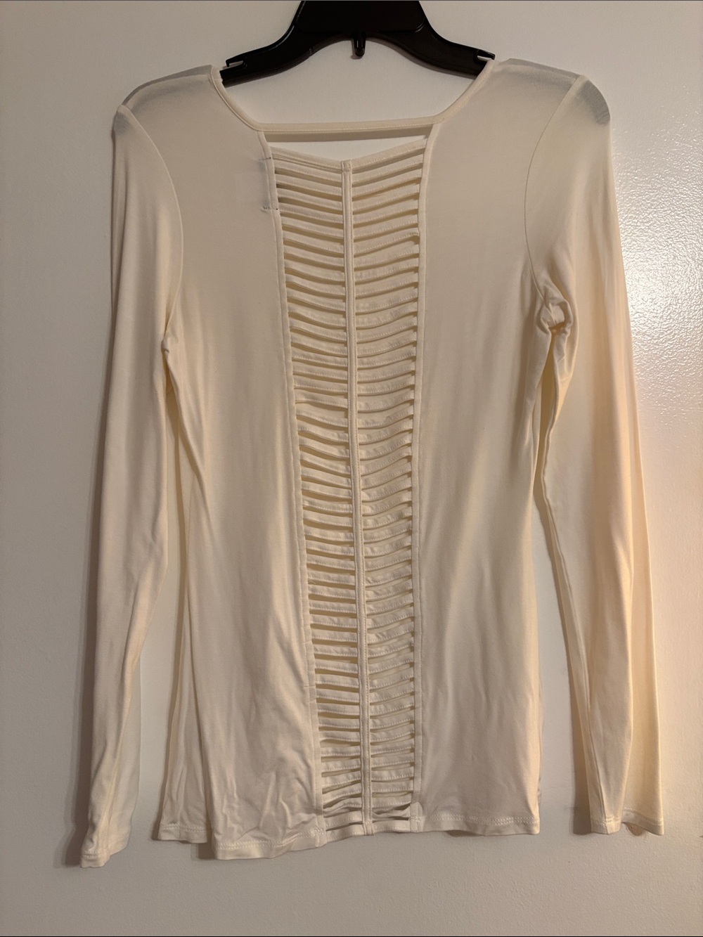 VENUS Cream Long Sleeve Top with Strappy Back